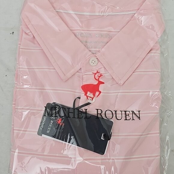 Michel Rouen Performance fit Golf Polo Shirt Stripe Men’s XL Short Sleeve - Picture 1 of 5